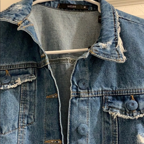 NWT Jean jacket puffer sleeve distressed - Picture 3 of 6